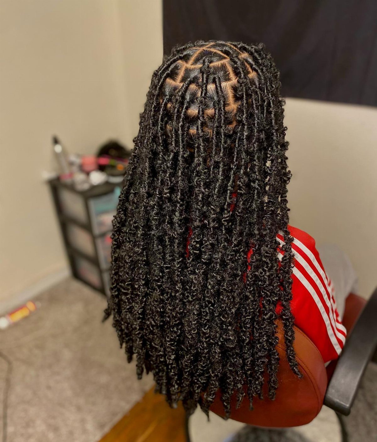 31 Black Hair Natural Hairstyles for Every Length 25 Long black textured locs with neat scalp parting seen from the back